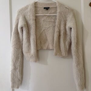 wild fable Cream Fuzzy Cropped Cardigan Jacket